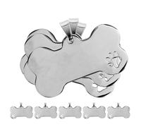 FELTECHELECTR 8pcs Stainless Steel Dog Tag Blanks Bone Shape Silver Lightweight Fashionable Quick Identification Pet Id Tags for Dogs and Cats Walks Travels