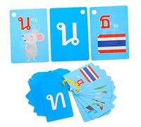FELTECHELECTR 90pcs Thai Language Vocabulary Flash Cards for Boy Girl Portable Learning Cards Bright Illustrations for Reading and Pronunciation Practice for Toddlers and Preschoolers