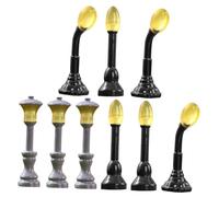 FELTECHELECTR 9pcs Miniature Dark Resin Street Lamp Models for Dollhouse and Table Accessories Small Garden Micro Landscape Decor with Mushroom Sensor and Upright Lamp Posts