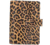 FELTECHELECTR A6 Budget Binder Cover PU Leather 6- Notebook Shell with Closure Leopard Print Yellow Planner Organizer for Personal Finance Planning