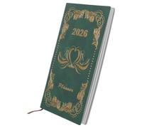 FELTECHELECTR A6 Planner 2026 Weekly Monthly Calendar Notebook, Weekly Monthly Hardcover Planner, Pu Paper, 365-day Structure, Green, for Travel Note Taking, Students and Entrepreneurs