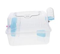 FELTECHELECTR Acrylic Hamster Cage Small Pet Travel Carrier with Blue Base Portable Guinea Pig Carrying Case for Dwarf Hamsters and Small Animals
