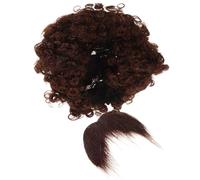 FELTECHELECTR Afro Wig and Beard Set with Brown Curly Mustache, Unisex One Size Costume Prop for Halloween, Masquerade, Party and Cosplay Accessories