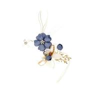 FELTECHELECTR Beautiful Blue Wrist Flower Bracelet for Bridesmaids and Bride, Comfortable Cloth Material with Decorative Flower and Lace, for Special Soiree or Birthday Party
