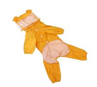 FELTECHELECTR Bee Shape Hooded Pet Raincoat for Small to Medium Dogs, Waterproof Four-leg Rain Jacket with Yellow Bear Design, Fashionable Rain Outfit for Rainy Days, Size L