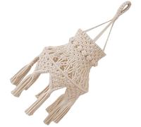 FELTECHELECTR Beige Knitting Macrame Hanging Lamp Shade Made of Cotton Rope and Metal, Protects Light from Damage and Keeps Light Clean, for Housewarming and Kitchen Decoration