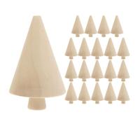 FELTECHELECTR Blank Small DIY Christmas Trees 20pcs Wood with Acorns Easy to Use and Ready for Trimming Khaki Wooden Trees for Xmas Decor for Parties and Family Craft Projects