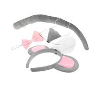 FELTECHELECTR Boys and Girls Mouse Costume Set Tails Ears Headband Nose Bow Tie Animal Hair Accessories Halloween Cosplay Carnival Fancy Dress