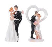 FELTECHELECTR Bride and Groom with Stable Flat Bottom Resin Cake Topper Set 2pcs European Style Figurines Not Fragile, for Wedding Party and Cake Decoration