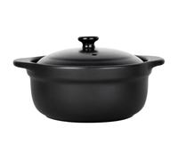 FELTECHELECTR Ceramic Casserole Pot 1.09l Black Double Handles Strong Heat Storage Capacity Not Easy to Crack for Home Cooking and Food Store Use