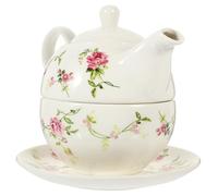 FELTECHELECTR Ceramic Tea Kettle with Cup Set for One Small Floral Pattern Teapot and Saucer Traditional English Afternoon Tea Teaware for Home Use