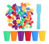FELTECHELECTR Colorful Bear Counting Educational with Rainbow Sorting Cups Tweezers for Brain Development Hand-eye Coordination Preschool Math Learning Aid