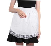 FELTECHELECTR Cotton Lace Half Apron with Pockets for Maid and Waitress Short Design for Restaurant Cafe and Bakery Cotton Comfortable and