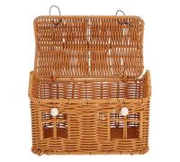 FELTECHELECTR Creative Rattan House-Shaped Storage Basket with Lid, Handwoven Wicker Desktop Organizer for Wedding, Birthday Candy Box, 23.5×13.5×17.5cm, Novelty Decorative Handbag