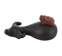 FELTECHELECTR Decorative Accessory Desktop Ornament for Tea Table and Office Clay Tea Pet in Vivid Bull Shape Lovely and Elegant Collectible Figurine for Home Décor