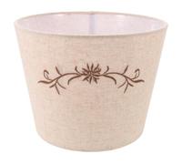 FELTECHELECTR Embroidered Linen Drum Lamp Shade Cover Cloth for Table Lamps with E27 E14 Bases, Lightweight and Heat Reducing, Beige Colour, 22x22x16cm, Suitable for Traditional Desk Bases
