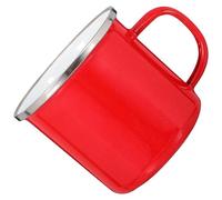 FELTECHELECTR Enamel Coffee Mug with Stainless Steel Rim Iron Enamel Campfire Cup for Office Home Travel Outdoor Use Warm Beverage Holder Red
