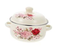 FELTECHELECTR Enamel Household Stockpot Pink Double-Handled Soup Pot with Lid Thickened Stew Pan for Even Heating and Heat Retention Energy-Saving Stove Saucepan with Anti-Scald Handles