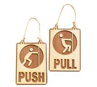 FELTECHELECTR Entrance Door Pull Sign Push Pull Door Wooden Signs 25x15x2 Inch Rustic Wood Material Jute Rope Minimalist Elegant Multipurpose Application Easy to Use for Shops and Public Places