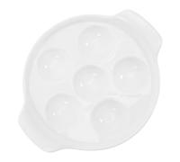 FELTECHELECTR Escargot Baking Plate White Ceramic with Dual Handles and Groove Design, Oven Safe French Style Casserole Dish Snail Plate for Seafood and Home Or Restaurant Dining