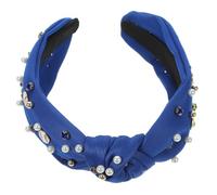 FELTECHELECTR Fashionable Wide Knotted Headband for Women with Bow Design, Lightweight Fabric Hair Band Suitable for Holidays and Weddings, Stylish Blue Hair Accessory
