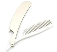 FELTECHELECTR Folding Comb Men Zinc Alloy Beard Styling Tool Portable Hairdressing Accessories with Silver Sturdy Material and Simple Style for Men and Husband
