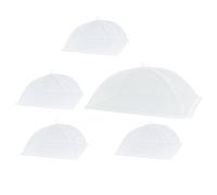 FELTECHELECTR Food Covers Protective Food Net Covers Foldable and Mesh 5pcs Steel Wire Frame Smooth Edges, White Dish Mesh Tents for Reusable Dining and Bar Use