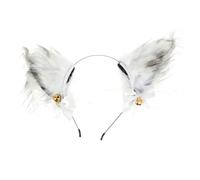 FELTECHELECTR Fox Ears Headband for Party Decoration and Cosplay Accessories White Made of Artificial Wool and Cloth, Comfortable to Wear Stylish Hair Band with Chic Workmanship