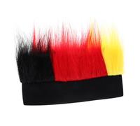 FELTECHELECTR German Wigs Human Hair Patriotic Black Yellow Red Fan Wig for Sports Events Cosplay Parties Lightweight Portable Accessory to Show Your Support