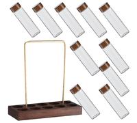 FELTECHELECTR Glass Coffee Bean Storage Tubes Coffee Storage Containers and Wooden Display Stand with Airtight Lids Stylish and Modern Convenient for Kitchen and Apartment Use