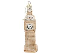 FELTECHELECTR Golden Glass London Clock Ornament with Artistic Touch, Creative Design Hanging Decoration for Living Room and Christmas, Unique Tower Ornament for Home Décor