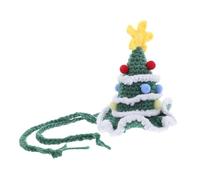 FELTECHELECTR Green Christmas Tree Pet Crochet Hat with Chin Rope, Comfortable Knitted Yarn Headwear for Cats and Dogs, for Holiday Parties and Christmas Celebrations
