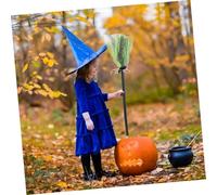 FELTECHELECTR Halloween Witch Broom with Detachable Handle Cosplay Accessory for Women Men Silver Green Two Section Rod for Masquerade Costume Party and Festival Dress Up