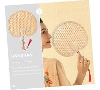 FELTECHELECTR Handmade Wheat Straw Woven Fan Lightweight Summer Hand Fan with Round Lace Edge for Cooling and Decoration Chinese Style for Outdoor and Indoor Use
