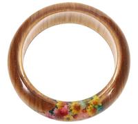 FELTECHELECTR Handmade Wooden Bracelet Dried Flower Resin Accent Stylish Decorative Piece for Han Chinese Clothing Lovers Daily Wear