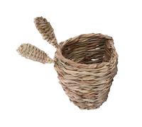 FELTECHELECTR Handmade Woven Grass Pet Nest Half-Round Sleeping Bed for Rabbit Chinchilla Guinea Pig Eco-Friendly Small Animal Habitat