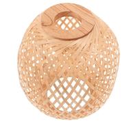 FELTECHELECTR Handwoven Bamboo Lamp Shade with Rustic Charm and Vintage Style, Lightweight Khaki Pendant Light Cover Featuring Unique Handmade Touch and Easy Maintenance for Interior Themes