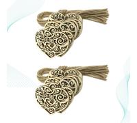 FELTECHELECTR Hanging Ornaments Wooden Heart Shaped 20pcs with Rope, 50mm Brown Embellishments Hollow Out Love Heart Craft Accessories for Wedding and Office Decor