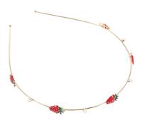 FELTECHELECTR Headband Comfortable to Wear Elegant Golden Alloy Strawberry Hair Accessory Beautifully Designed for Colleagues and Mothers for Everyday and Party Use