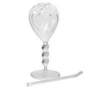 FELTECHELECTR Heart Shape Glass Wine Cup with Straw Transparent Creative Cocktail Glass for Home Bar Parties Weddings Night Clubs Reusable Elegant Decorative Stemware
