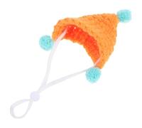 FELTECHELECTR Knitted Mini Hat for Guinea Pig and Rabbit with Adjustable Strap, Orange Yarn Cute Decoration and Photo Prop for Christmas Party Costume Accessories