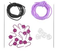 FELTECHELECTR Knitting Needle Stoppers Set with Flexible Stitch Keeper Tubes and Cord Locks, 3pcs Hollow Plastic Stitch Holder for Crochet and Knitting Projects, Black and Purple Yarn
