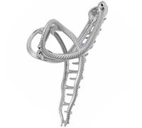 FELTECHELECTR Large Metal Hair Claw Clip Strong Hold Won’t Hurt Hair for Women Silver Alloy Snake Design for Work and Travel