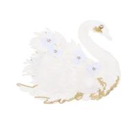 FELTECHELECTR Large Swan Embroidery Patch with Beads, Floral Applique Sew-on Patch for Clothing Decoration, White Embroidered Swan Motif Suitable for DIY Craft and Bag Embellishment