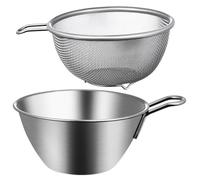 FELTECHELECTR Metal Mesh Colander and Rice Strainer Set with Handle, Suitable for Vegetable Draining and Food Preparation