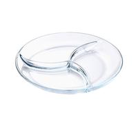FELTECHELECTR Microwave Oven Glass Divider Plate 9-inch Round 3-Compartment Portion Control Food Dish Tray Kitchen Snack Serving Plate