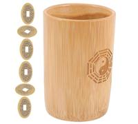 FELTECHELECTR Mini Bamboo Bucket and Copper Coin Divination Game Supplies for Chinese Traditional Fortune Telling for Fun with Friends Feng Shui Decoration and Special Occasions