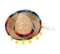FELTECHELECTR Mini Mexican Sombrero Hat for Pets and Cats Lightweight Party Hat with Chin Strap for Birthday Celebrations and Holiday Parties