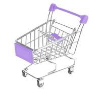 FELTECHELECTR Mini Shopping Cart - Purple Metal Miniature Supermarket Trolley Toy for Kids Desk Organizer for Small Items Compact Storage Solution