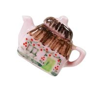 FELTECHELECTR Miniature Ceramic Teapot Model Mini House Accessories Lightweight Portable DIY Decor for Dollhouse Kitchen Living Decor with Realistic Bright Colors